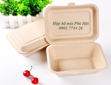 Hộp bã mía 1 ngăn nắp liền 750ml